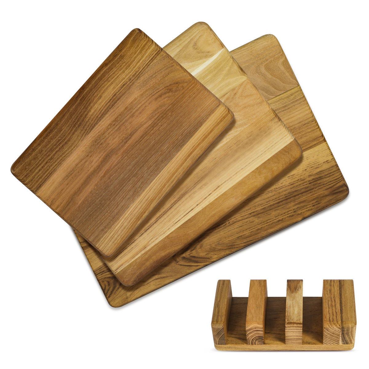 TEAK 3 IN 1 CUTTING BOARD SET