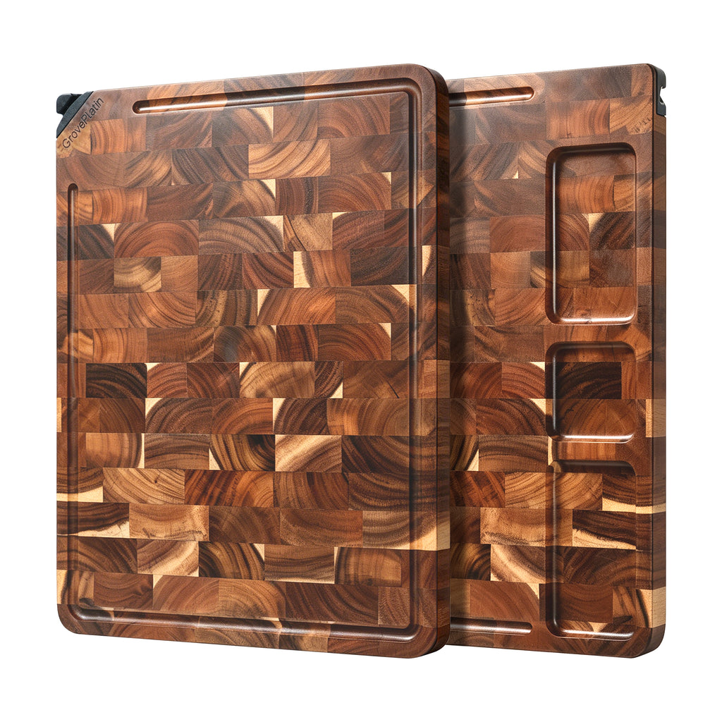 ACACIA WOOD CUTTING BOARD BUILT-IN KNIFE SHARPENER
