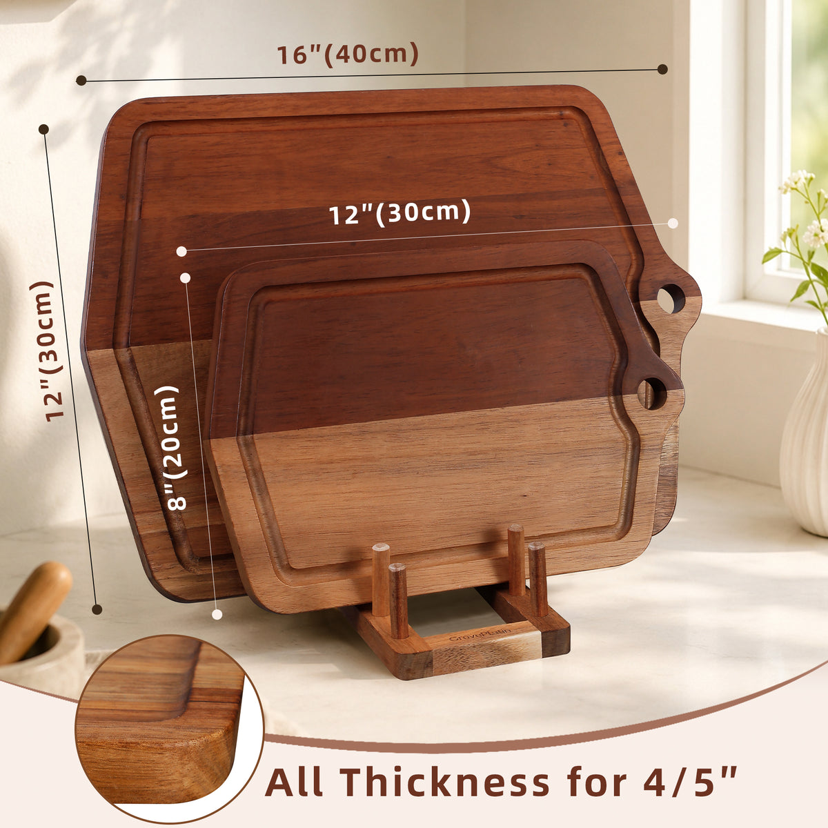 ACACIA WOOD & CARBONIZED OAK CUTTING BOARD