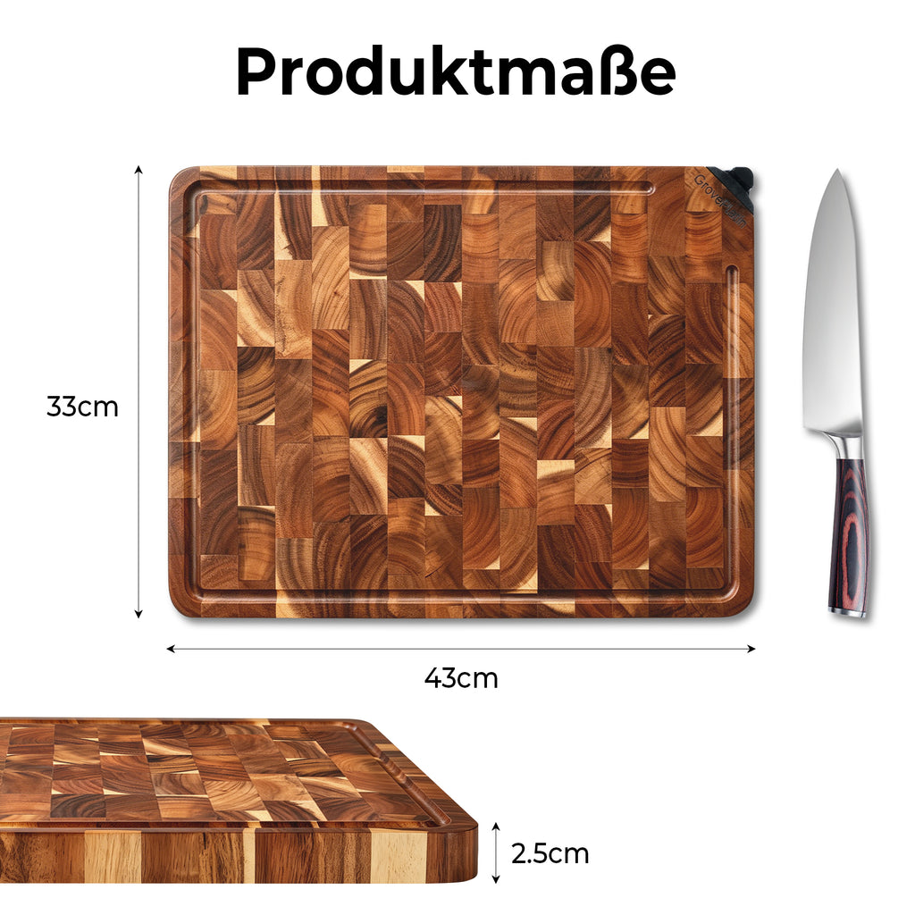 ACACIA WOOD CUTTING BOARD BUILT-IN KNIFE SHARPENER