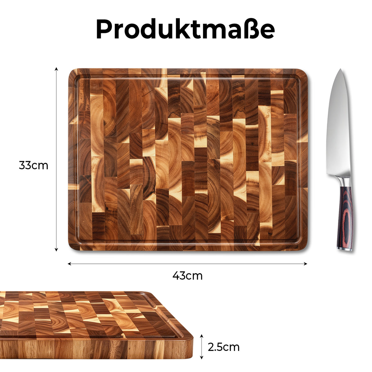 THICKENED DOUBLE SIDED ACACIA CUTTING BOARD