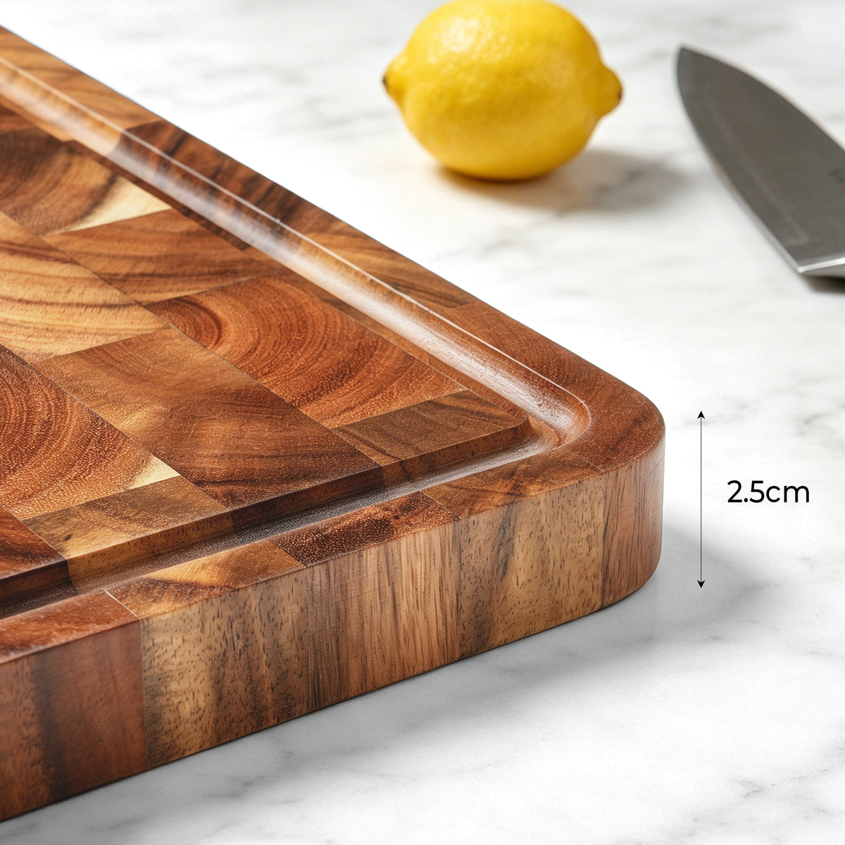 ACACIA WOOD CUTTING BOARD BUILT-IN KNIFE SHARPENER