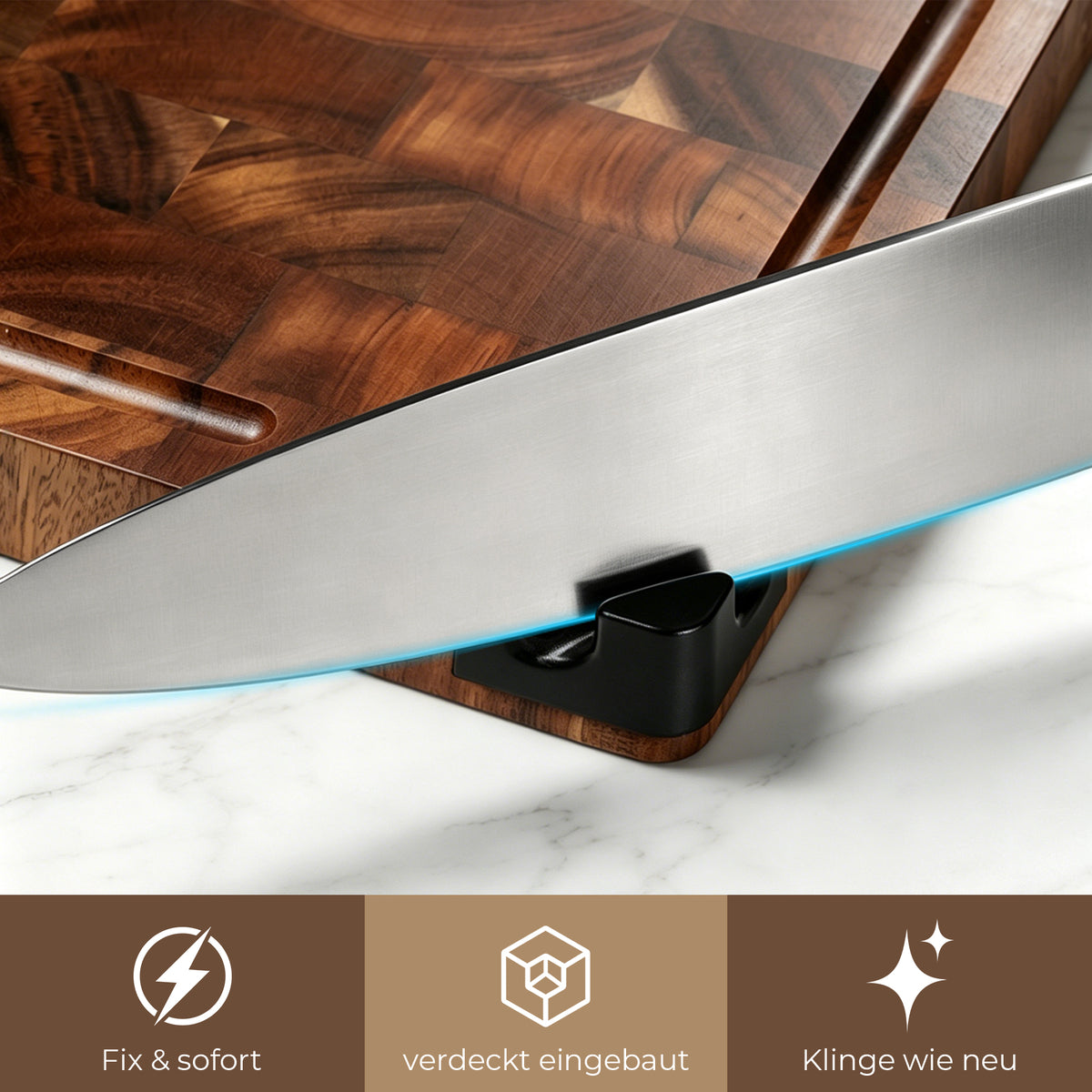 ACACIA WOOD CUTTING BOARD BUILT-IN KNIFE SHARPENER